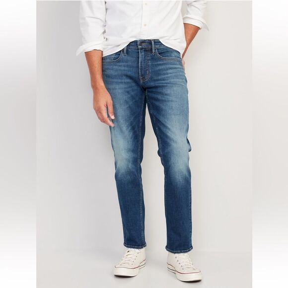 Men’s Old Navy 360 Stretch Denim Straight Leg Jeans in Medium Wash - Picture 1 of 12